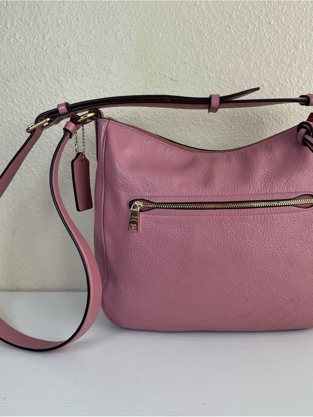 EUC Coach Ellie Mauve Pink Pebbled Leather Shoulder Crossbody Bag C1648 - Picture 3 of 14
